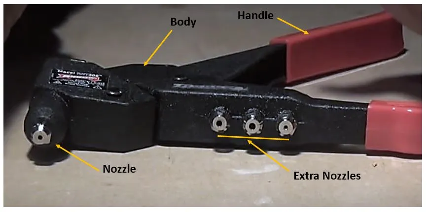 parts of a rivet gun with details