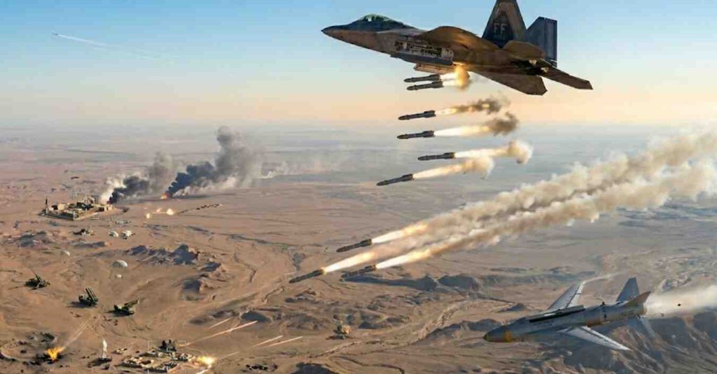 air combat mission striking and targeting the enemy